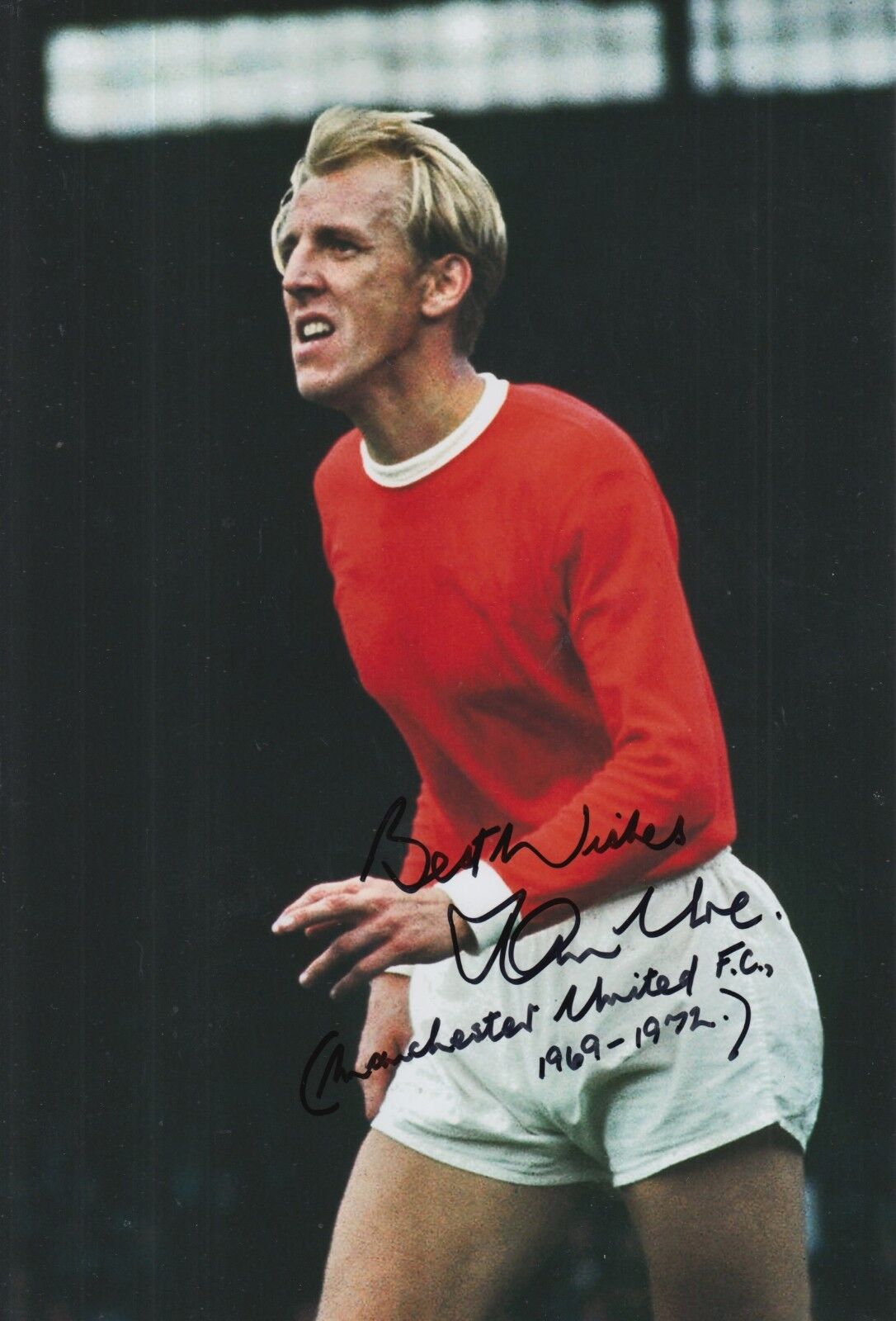 Ian Ure Hand Signed Manchester United 12x8 Photo Poster painting.