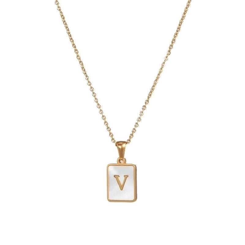 Vintage Style Letter Square 304 Stainless Steel Shell 18K Gold Plated Plating Inlay Pendant Necklace