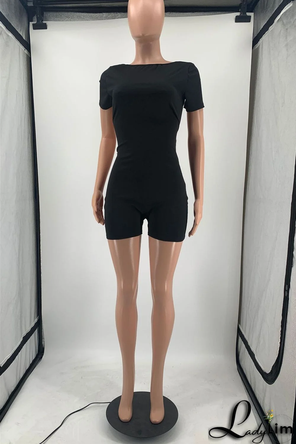 Yellow Fashion Casual Solid Basic O Neck Skinny Romper