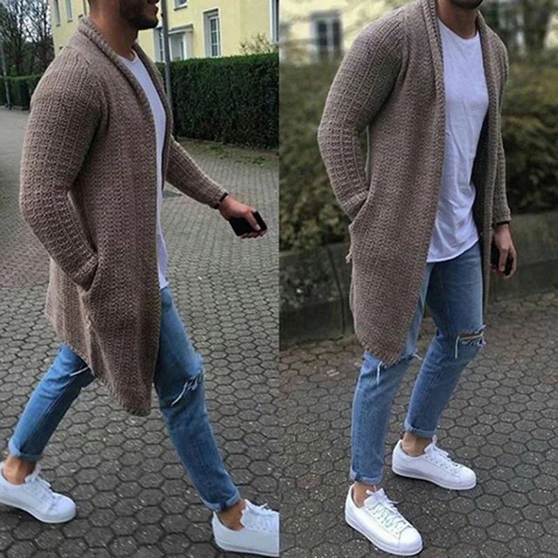 Men's Sweater Long Sleeve Large Cardigan Sweater-Hoverseek