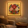 DIY Christmas Pearl Painting Lighted Wall Art ,Diamond Painting LED Picture with Inner Frame, Handmade Beaded Christmas Decor with Warm Glow Lights, Holiday Home Decoration Gift for Living Room Bedroom