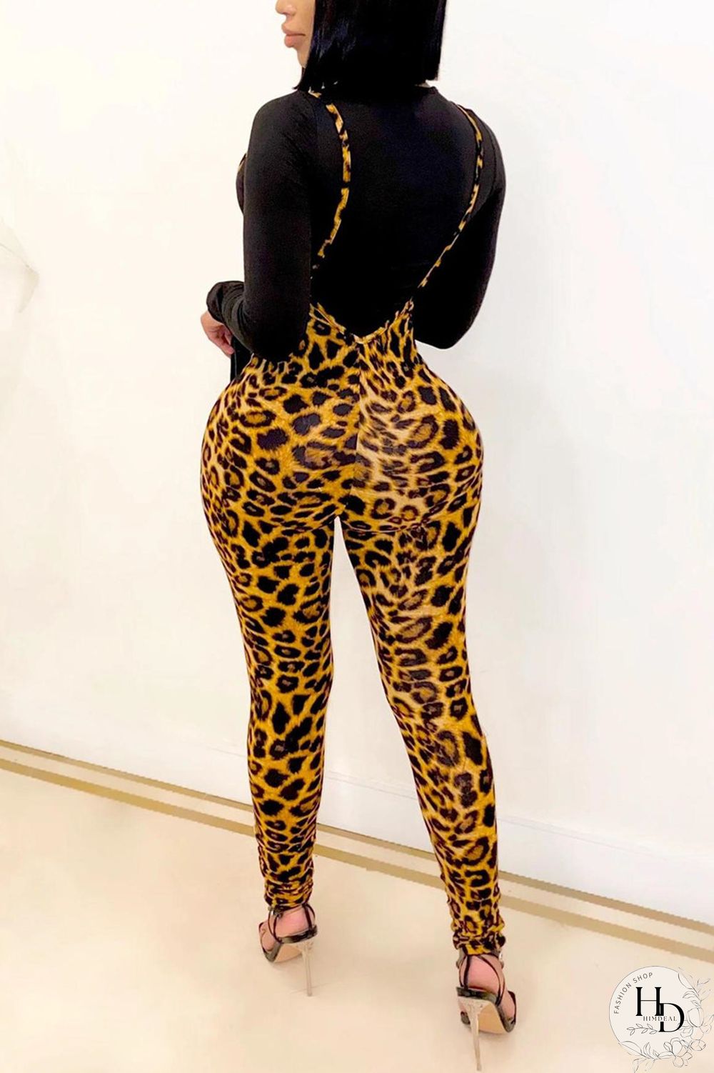 Leopard print Fashion Casual Leopard Lips Printed Basic O Neck Long Sleeve Regular Sleeve Regular Two Pieces