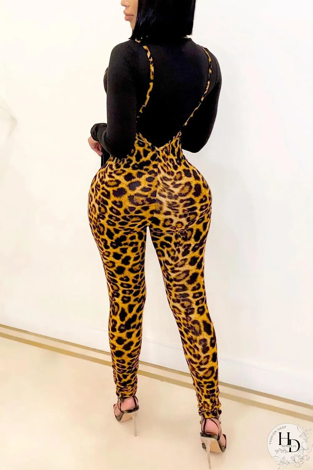 Leopard print Fashion Casual Leopard Lips Printed Basic O Neck Long Sleeve Regular Sleeve Regular Two Pieces