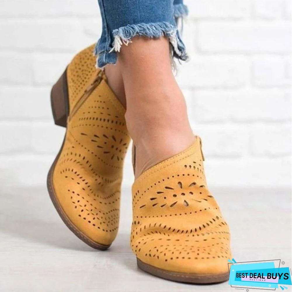 Leisure Hollow Low-heeled Shoes Women Sandals