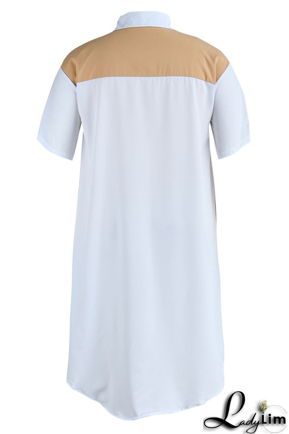 Light Blue Casual Solid Patchwork Zipper Collar Straight Plus Size Dresses