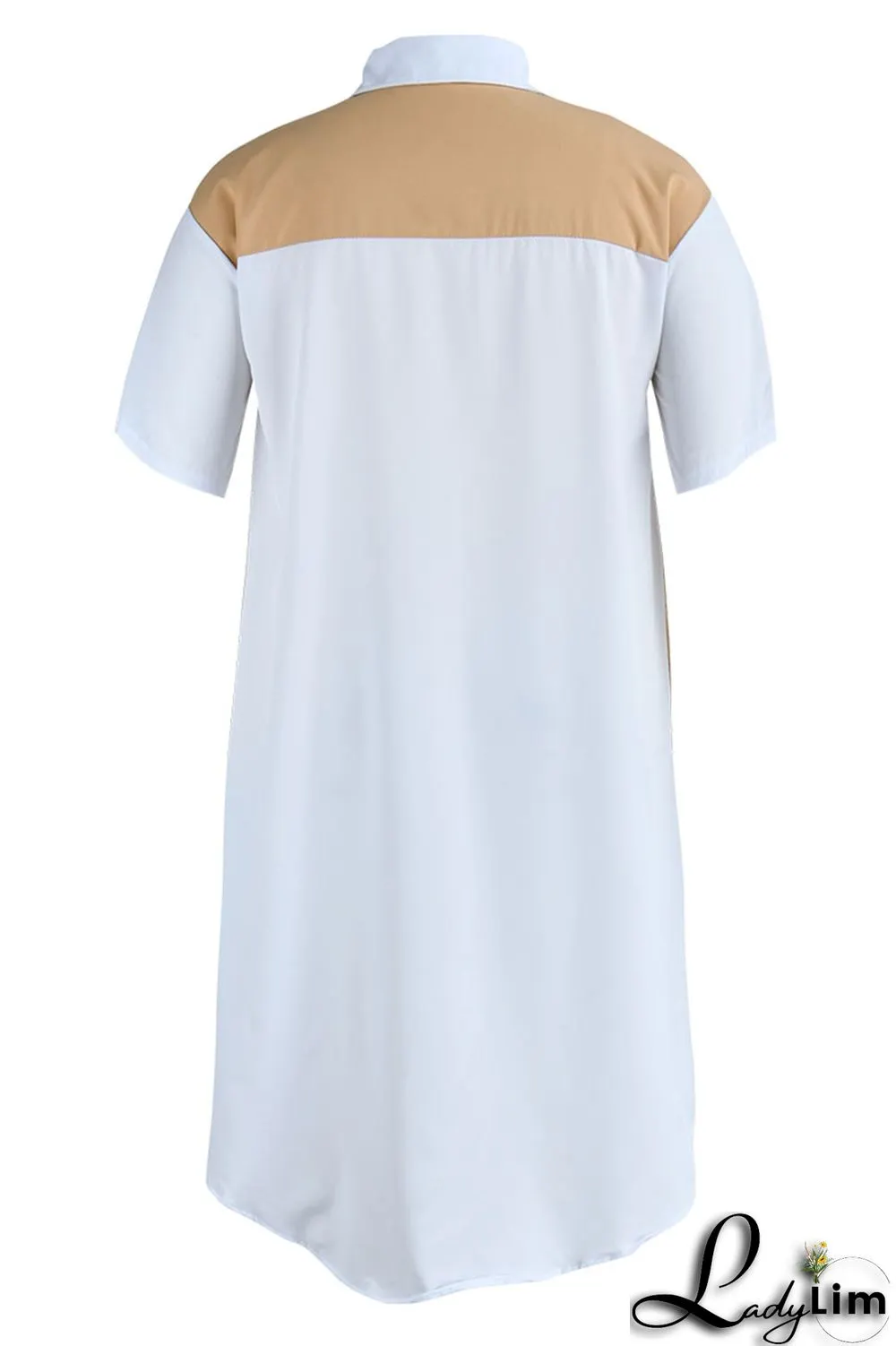 Light Blue Casual Solid Patchwork Zipper Collar Straight Plus Size Dresses