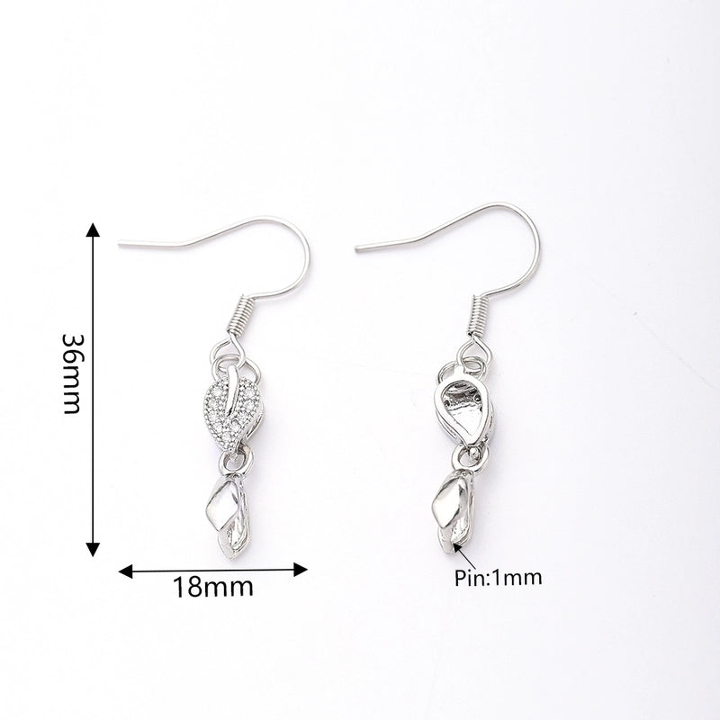 1 Pair/Package 34x18mm 35x18mm 36x18mm Copper White Gold Plated Leaves Heart Shape Crown Polished Hook Earring Findings Earring Findings
