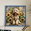 Sunflower Teddy Full 11CT 3 Strands DIY Stamped Cross Stitch Kits 40x40cm Embroidery Needlepoint Starter Kit for Beginners Adults Gift Home Wall Decor