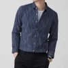 New Men's Cotton Linen Business Casual Long Sleeve Shirt