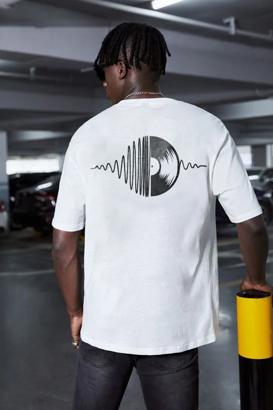 Fashion Vinyl Record Graphic Printing Men's Short-sleeved T-shirt