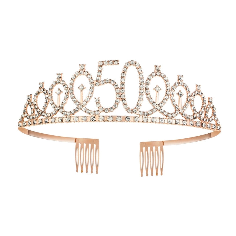 Women’s IG Style Shiny Number Crown Alloy Hollow Out Inlay Rhinestones Crown