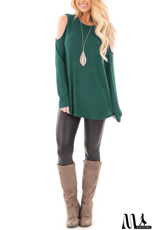 MidiSono - Casual Off-Shoulder Lantern Sleeve Top