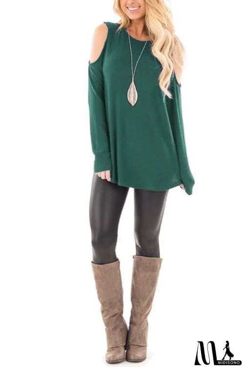 MidiSono - Casual Off-Shoulder Lantern Sleeve Top