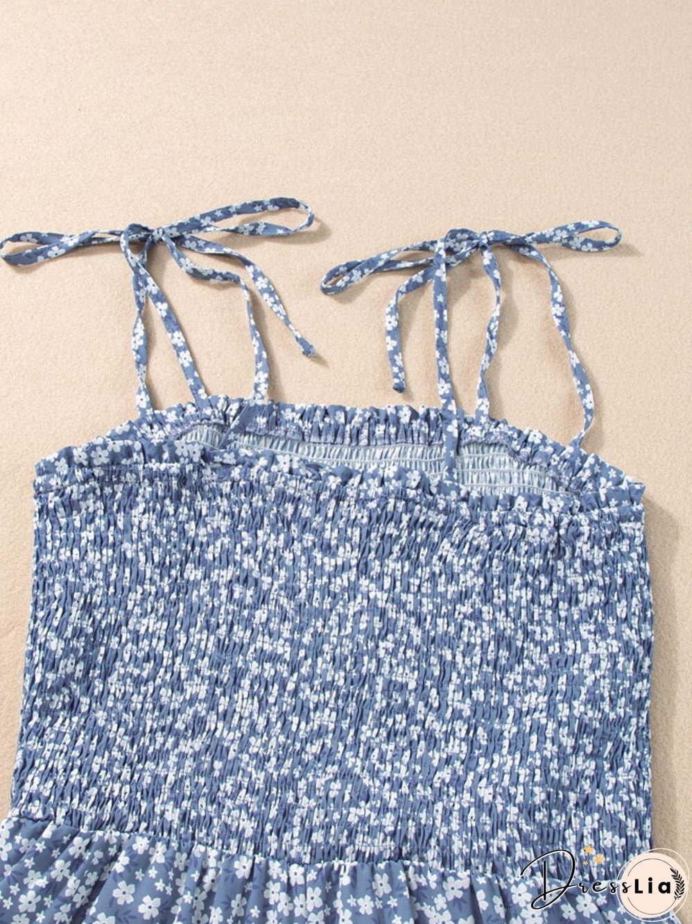 Blue Twilight Floral Dream Jumpsuit with Smocked Bodice and Delicate Straps