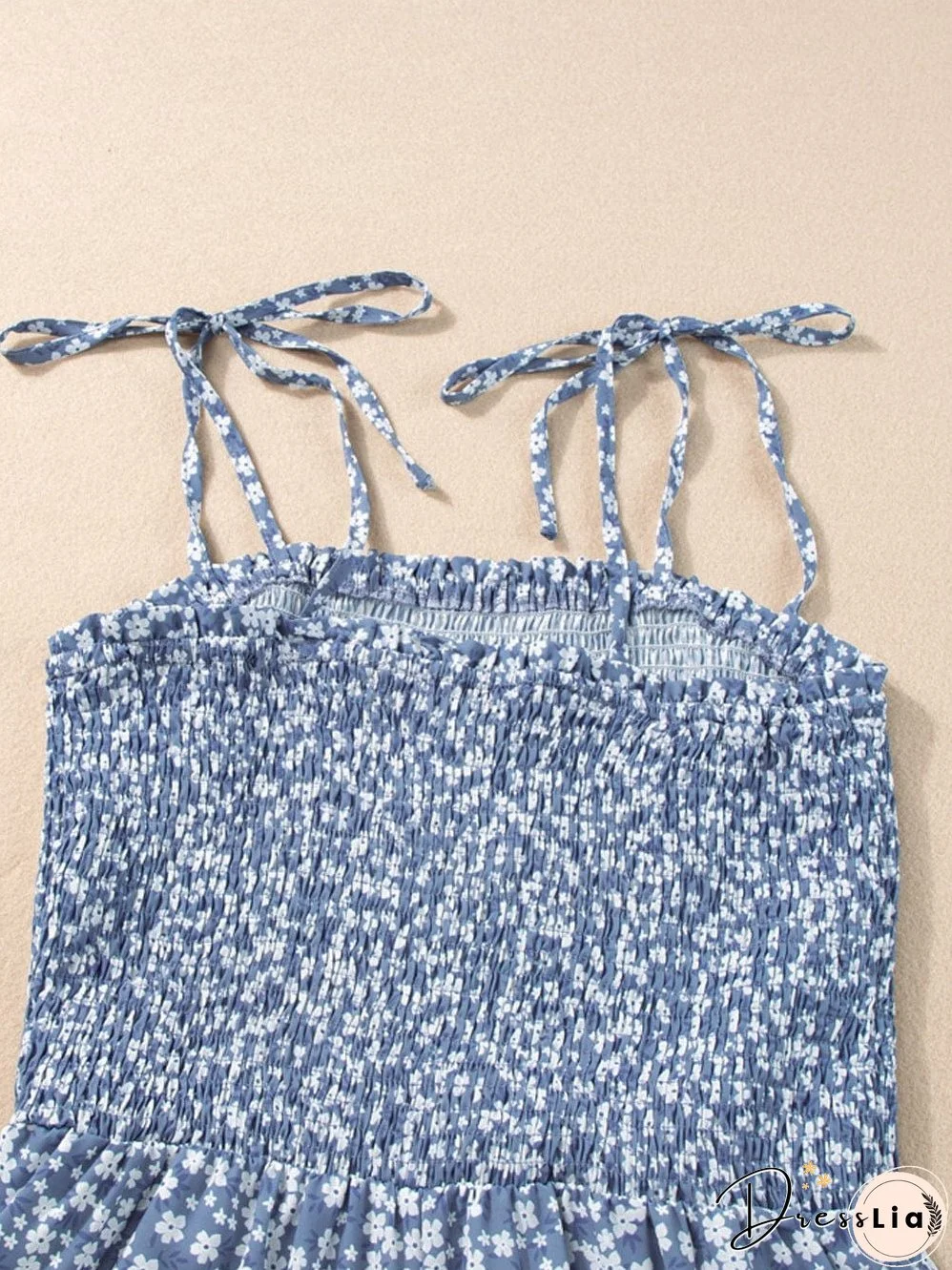 Blue Twilight Floral Dream Jumpsuit with Smocked Bodice and Delicate Straps