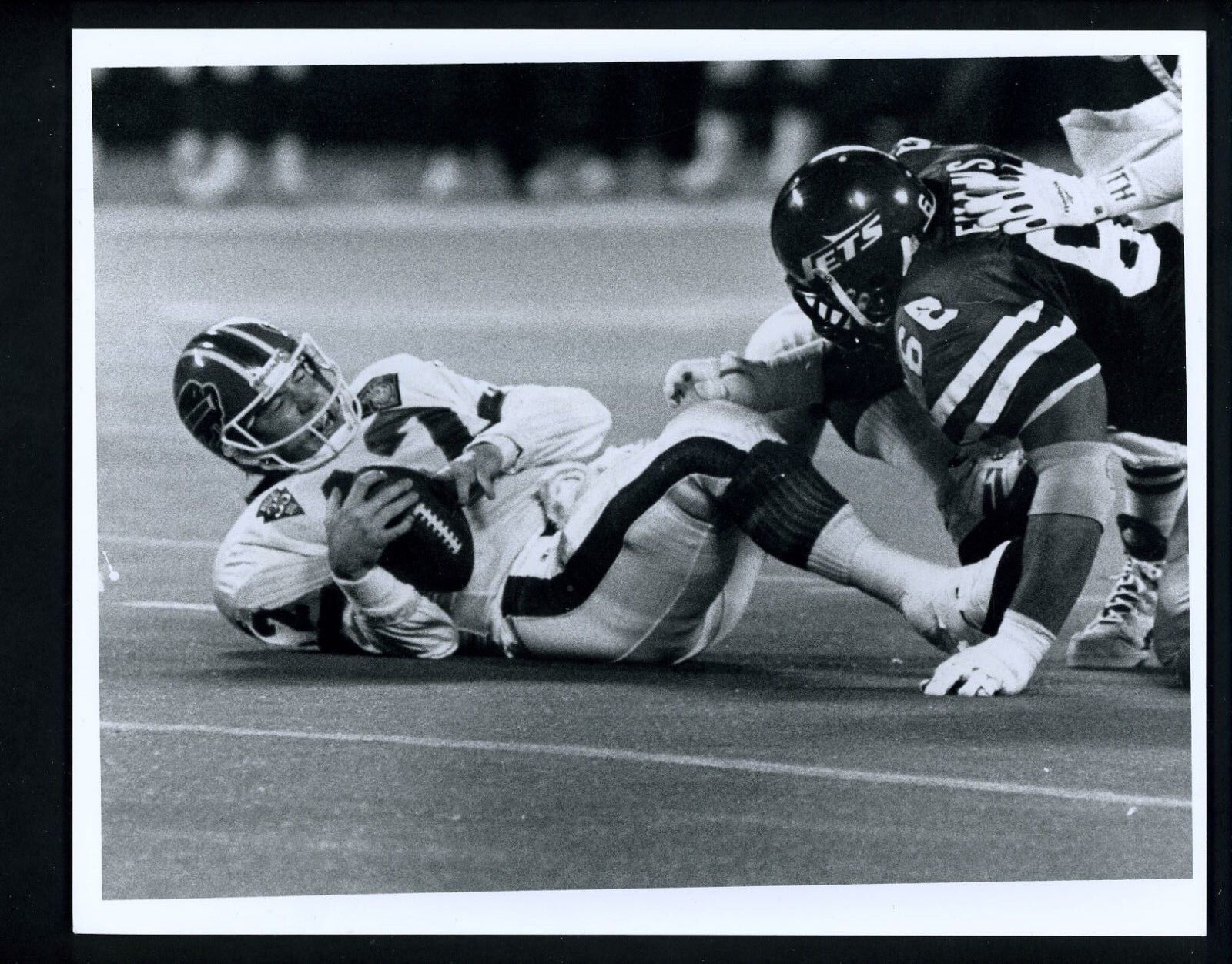 Jim Kelly Donald Evans 1994 Press Original Photo Poster painting by Bob Olen Buffalo Bills Jets