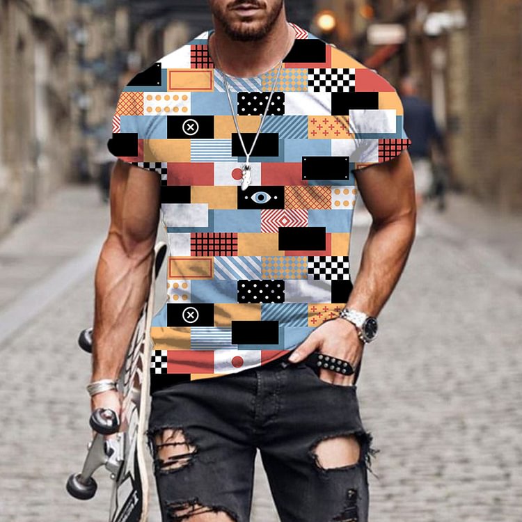 Abstract Geometric Patter Painting Men's T-shirts