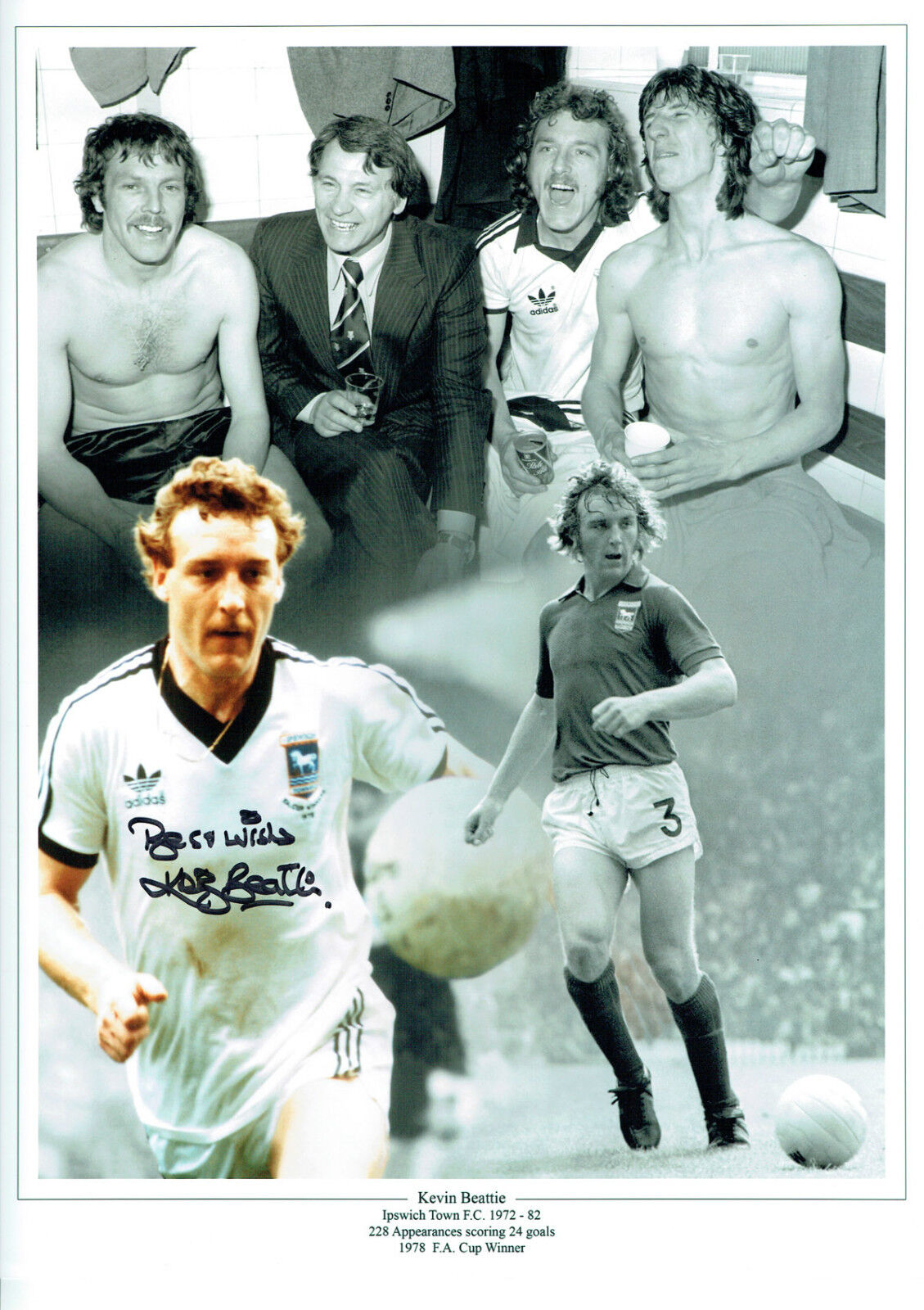 Kevin BEATTIE SIGNED Autograph 16x12 Montage Photo Poster painting AFTAL COA IPSWICH Town Legend