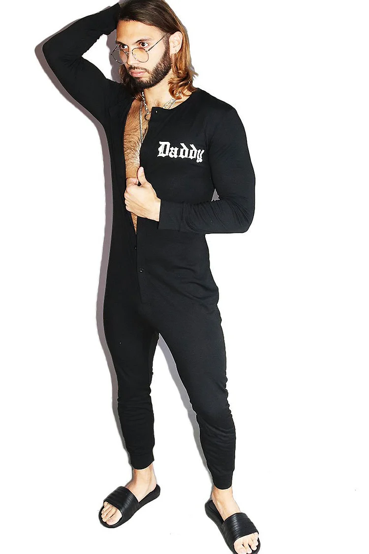 Ciciful Casual Daddy Print Slim Fit Jumpsuit Onesie