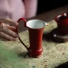 Original Ore Glaze Cinnabar Red Handmade Ceramic Fairness Cup with Handle Retro Tea Divider Tea Cup
