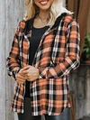 Versatile Long Sleeve Plaid Print Drawstring Hooded Outwear - Color Block Hoodie Jacket for Spring & Fall, Women's Clothing