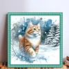 Cat Walking In Snow-14CT Stamped Cross Stitch 50*50cm/19.69*19.69in tapestrymarket
