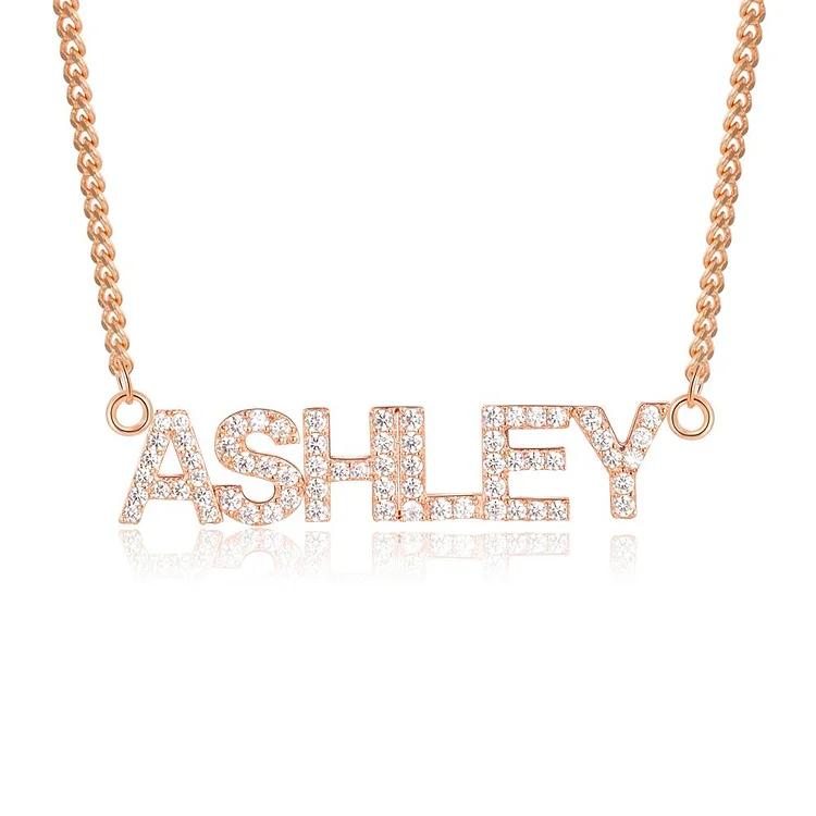 Sparking Name Necklace Personalized With Cubic Zirconia Crystal Name Necklace