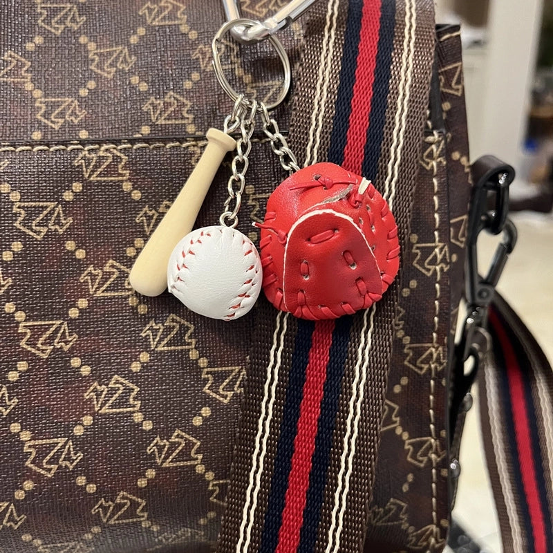 Fashion Baseball Pu Leather Unisex Bag Pendant Keychain