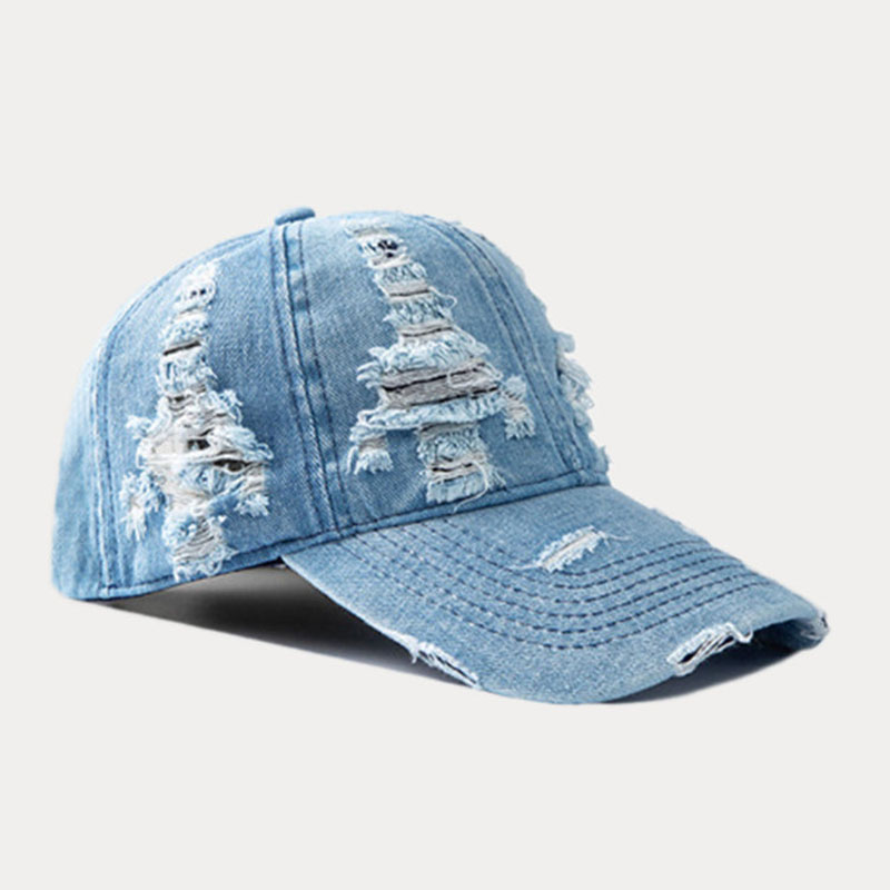 Ripped Distressed Denim Baseball Cap