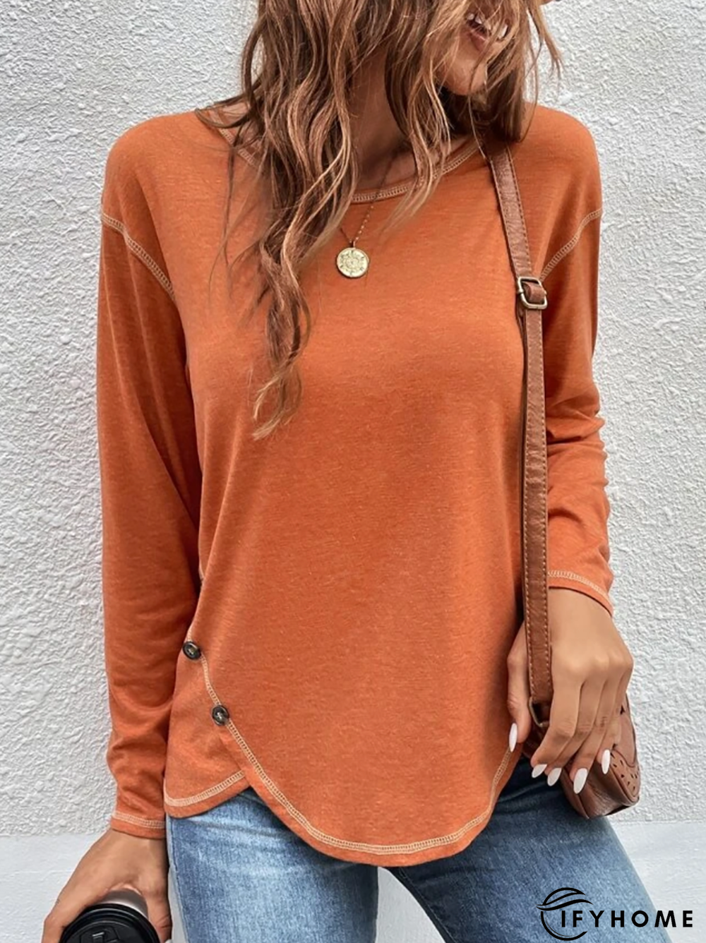 Plain Long Sleeve Casual T-Shirt | IFYHOME