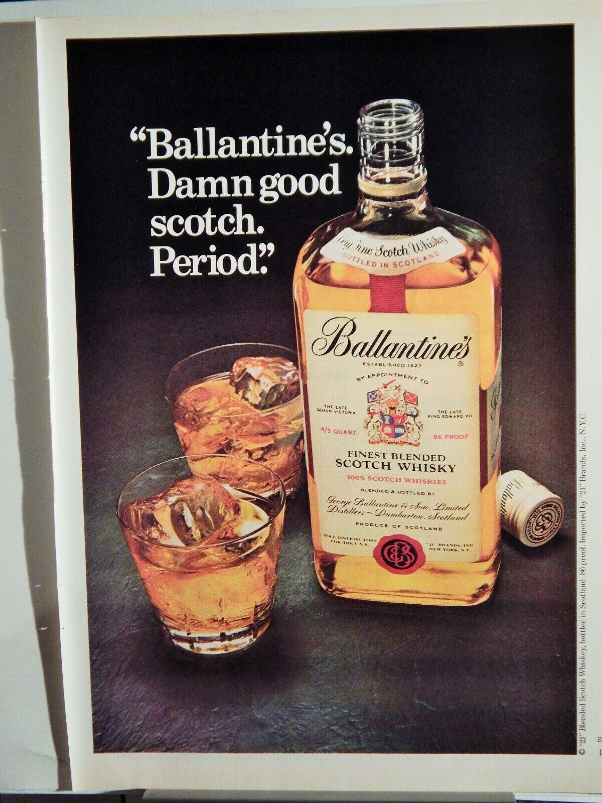 BALLATINE'S SCOTCH WHISKY / PLAYBOY PREFERRED CARD ORIG. VTG 1977 Photo Poster painting AD,