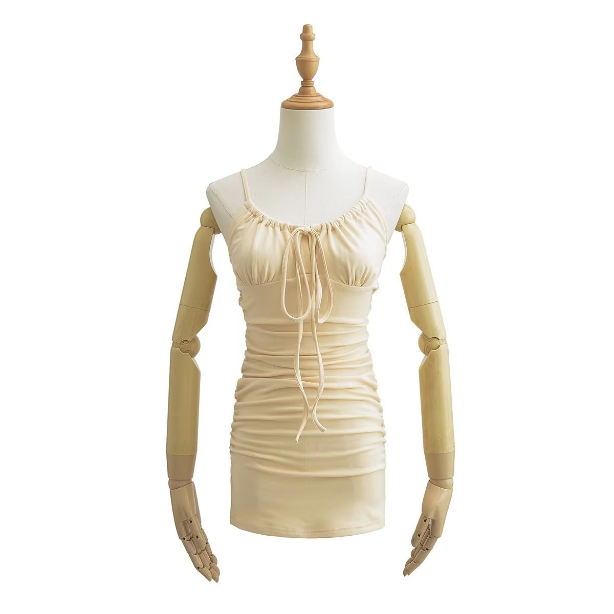 Aiertu cute outfits fall Summer Low-Cut Sexy Lace-up Sling Dress Drawstring Pleated Hip Tight Waist Skirt aiertu