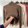 Gioiacombo&trade; Maglione da donna in pile caldo mezzo dolcevita autunno e inverno addensato