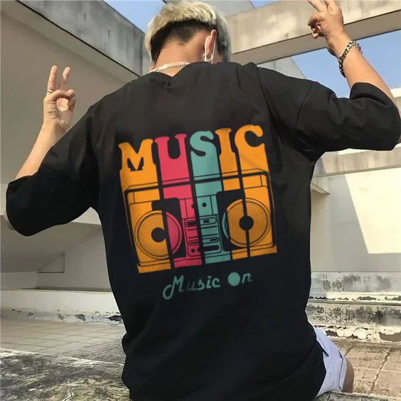MUSIC ON Printing Casual Men's T-shirt