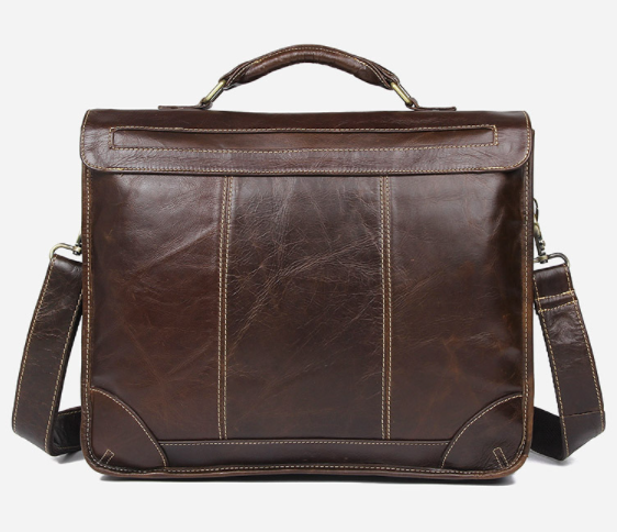 Brown distressed leather computer bag , real full grain leather laptop bags for men , slim leather document bag briefcase