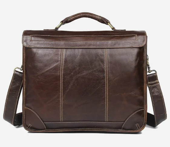 Brown distressed leather computer bag , real full grain leather laptop bags for men , slim leather document bag briefcase