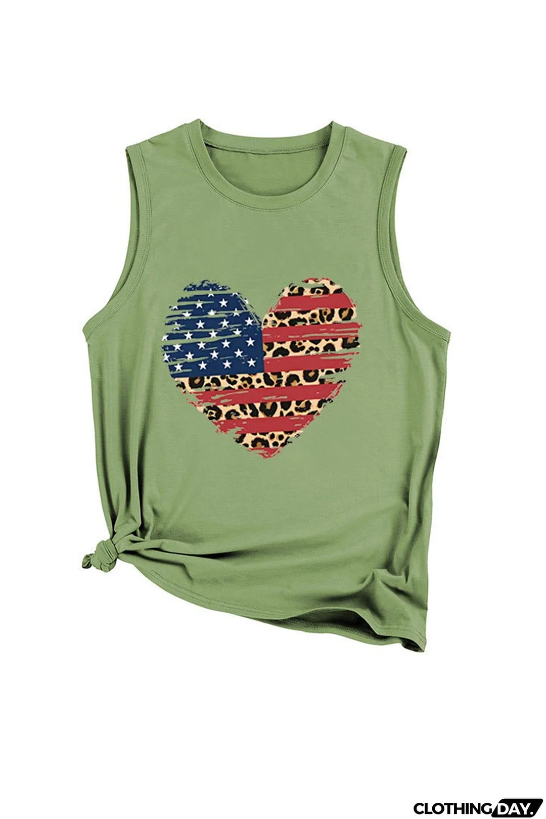 Peach Heart Flag Graphic Sleeveless T-shirt