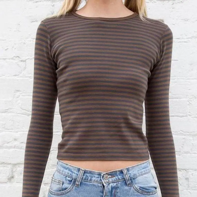 Xingqing Striped Kawaii Tops Y2K Women O Neck Long Sleeve Basic T Shirt 2022 Spring Cute Girl Outfit Fairycore Aesthetic Clothes