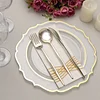 10 Pack | 10" Clear Plastic Dinner Plates Disposable Tableware Round With Gold Scalloped Rim