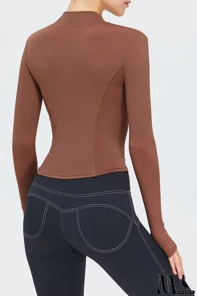 MidiSono - Zip Up Mock Neck Active Outerwear