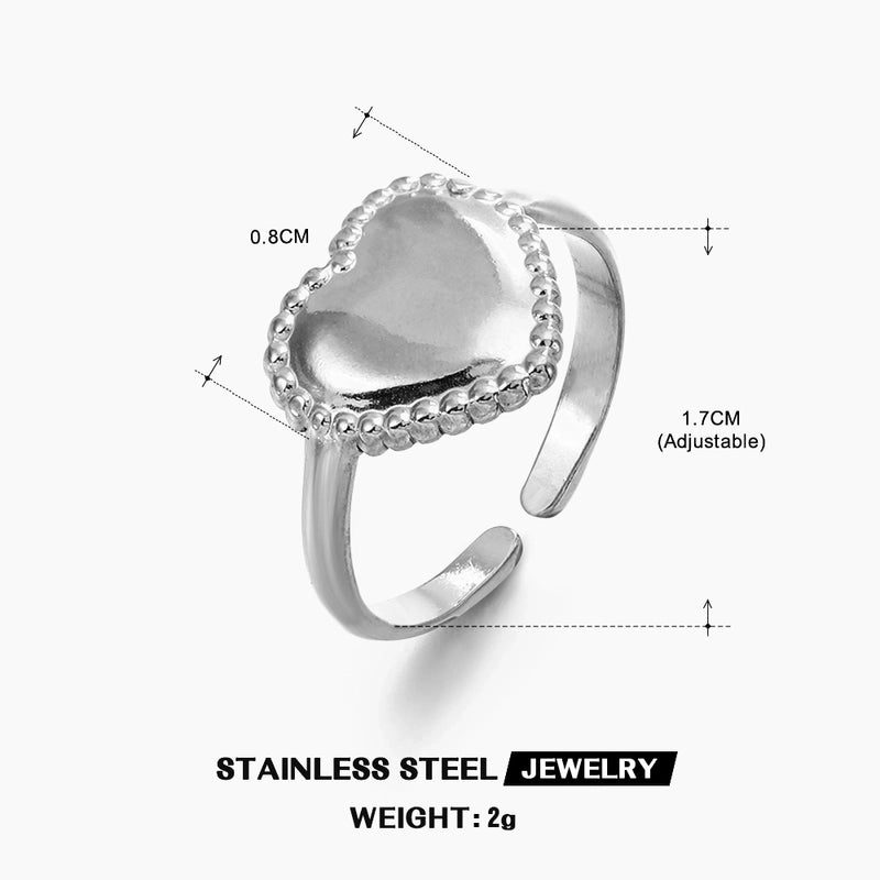 304 Stainless Steel 18K Gold Plated IG Style Plating Heart Shape Open Ring