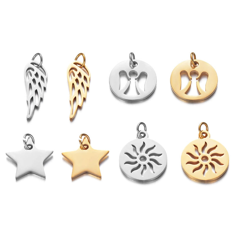 5 PCS/Package 304 Stainless Steel Star Pendant Jewelry Accessories