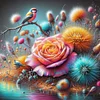 Diamond Painting-DIY Full Round Drill Rose Dandelion (40*40CM)