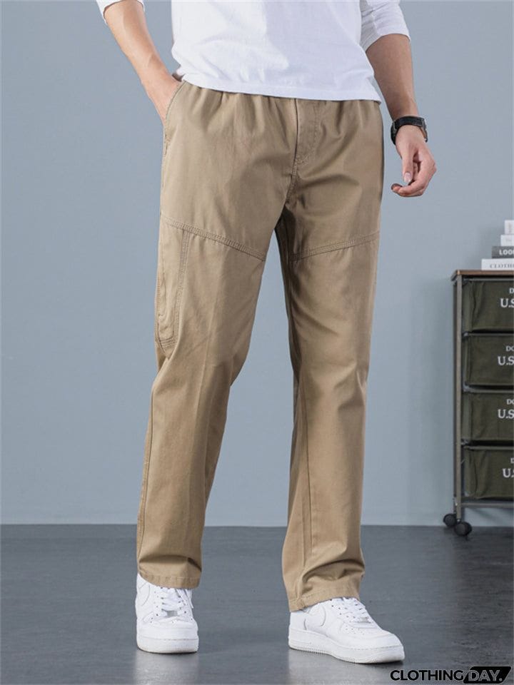 Sporty Hard-wearing Plus Size Men's Plain Cargo Pants