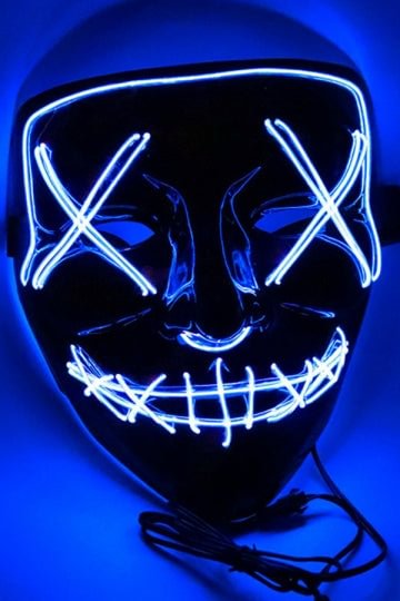 Scary Halloween LED Light Up Purge Mask Blue-elleschic