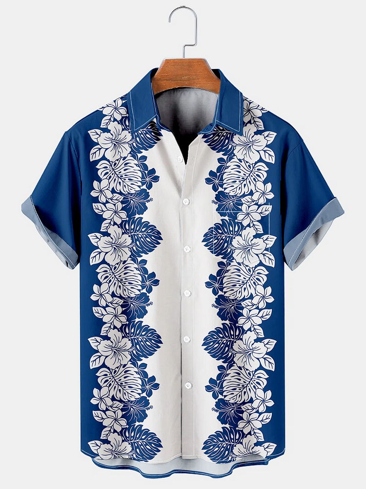Tropical Plant Graphic Men's Hawaiian Casual Short Sleeve Shirt