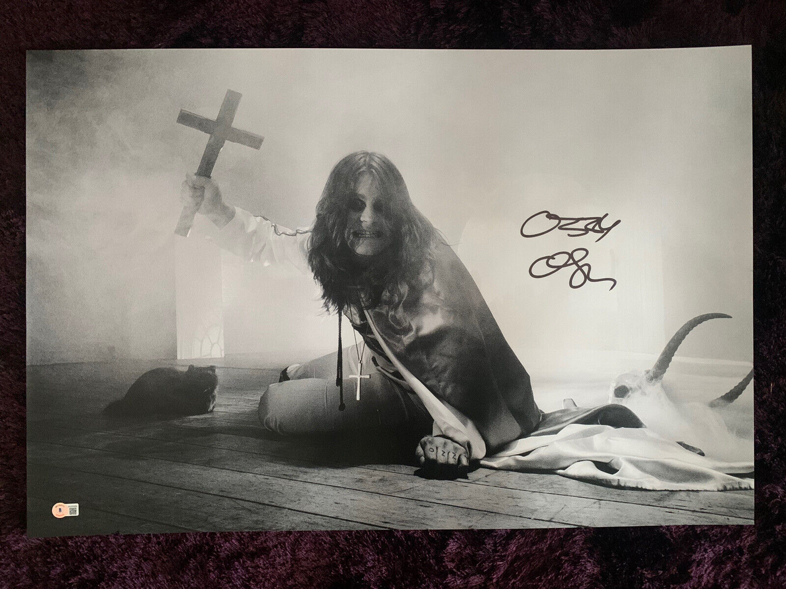 Ozzy Osbourne Black Sabbath MUSEUM PIECE Signed 20x30 Photo Poster painting Beckett Witnessed #3