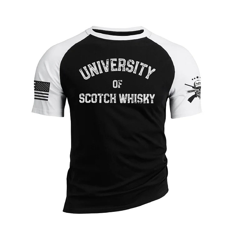 UNIVERSITY OF SCOTCH WHISKY RAGLAN GRAPHIC TEE