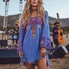 Music Festival Rock Party Carnival Vintage Wasteland Style Ethnic Floral Cotton And Linen Dress by Inlyline