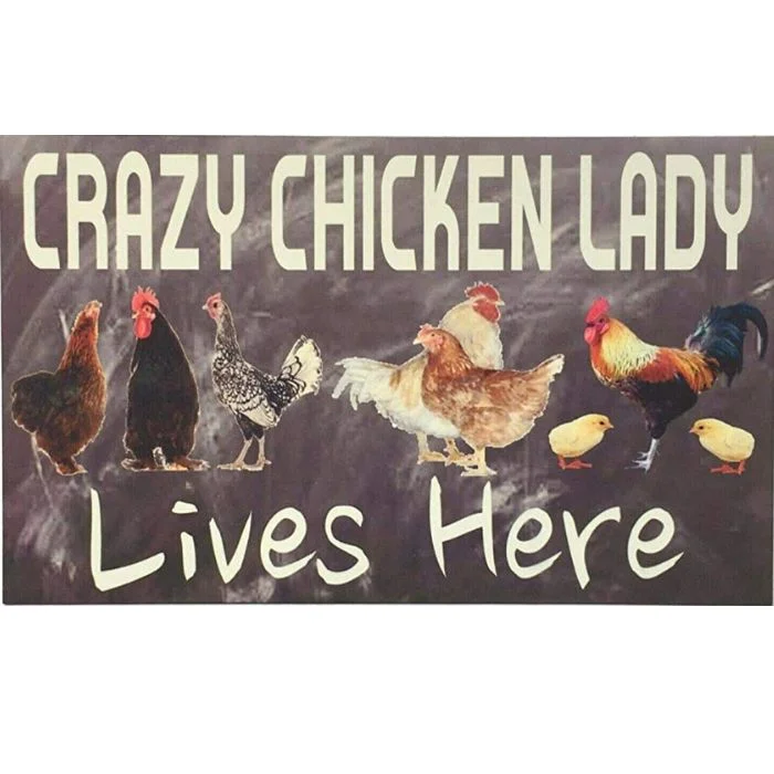 Crazy chicken lady live here - plaque en bois et enseignes en étain vintage - 7.9x11.8 / 11.8x15.7inch